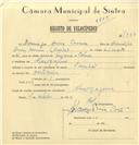 Registo de velocípede de marca Pombal, com o nº 7356, em nome de Domingos Dinis Correia, morador em Almoçageme.