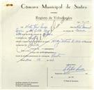 Registo de velocípede de marca Nicky- Vitória, com o nº 9459, em nome de Vítor José Névoa, morador em Sintra.