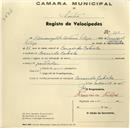 Registo de velocípede com o nº 310, em nome de Hermenegildo António Filipe, morador em Casais da Cabrela.