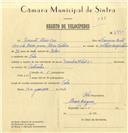 Registo de velocípede de marca Danúbio, com o nº 6795, em nome de Ernesto Alves Ivo, morador em Tala.