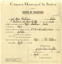 Registo de velocípede de marca E.J.F., com o nº 6591, em nome de José Maria Cristovão, morador em Fação.