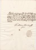 Recibo de pagamento de um moio de trigo feito pelo Frei António de S. José do Convento de São Pedro de Alcântara ao Marquês de Marialva, sendo seu padroeiro.