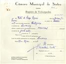 Registo de velocípede de marca Nacional, com o nº 8937, em nome de Vítor de Sousa Inácio, morador em Fervença.