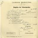 Registo de velocípede com o nº 2991, em nome de Leonel Miranda, morador em Montelavar.