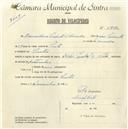 Registo de velocípede de marca Cycles Pombal com motor, com o nº 4912, em nome de Bernardina Vicente d'Almeida, moradora em Sintra.