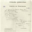 Registo de velocípede com o nº 4495, em nome de Francisco Luís Marques Aranjo, morador em Cacém.