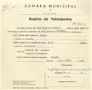 Registo de velocípede de marca Elios, com o nº 3191, em nome de Luís Filipe da Cruz Medeiros Moucheira, morador em Rinchoa.
