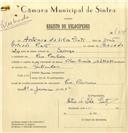 Registo de velocípede de marca Vilar com motor Cuciolo, com o nº 7504, em nome de António da Silva Pinto, morador em Pero Pinheiro.