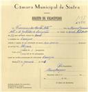Registo de velocípede com o nº 6841, em nome de Francisco dos Santos Neto, morador em Carenque.