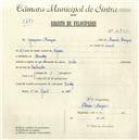 Registo de velocípede de marca Cycles, com o nº 4835, em nome de Joaquim Marques, morador em Queluz.