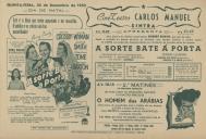 Programa do filme "A sorte bate à porta" com a realização de Frank Capra com a participação de Bing Crosby, Jane Wyman, Alexis Smith, Franchot Tone e James Barton.