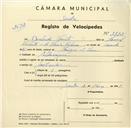 Registo de velocípede com o nº 3512, em nome de Deolindo Vicente, morador em Albarraque.