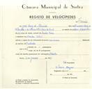 Registo de velocípede com o nº 9542, em nome de José Luís de Almeida, morador em Idanha.