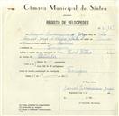 Registo de velocípede de marca Famel, com o nº 8515, em nome de Manuel Carrasqueira Jorge, morador em Terrugem.