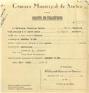 Registo de velocípede com o nº 6537, em nome de Fortunato Francisco Caeiro, morador em Azenhas do Mar.
