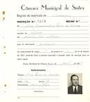 Registo de matricula de carroceiro em nome de Júlio Mascarenhas Bom de Sousa, morador em Nafarros, com o nº de inscrição 1878.