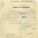 Registo de velocípede de marca Flecha, com o nº 322, em nome de Domingos José Jacinto, morador em Aldeia Galega.