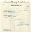 Registo de velocípede de marca Aprilia, com o nº 4908, em nome de António João Macedo Simões, morador em Rua 9 de Abril, Queluz.