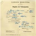 Registo de velocípede de marca Aprilia, com o nº 2564, em nome de Policarpo da Silva Canada, morador em Negrais.