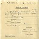Registo de velocípede de marca E.J.F., com o nº 6008, em nome de Alfredo Vicente Julião, morador em Morelena.