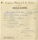 Registo de velocípede com o nº 8102, em nome de Maria Helena Simões Lopes, moradora em Colares.