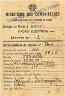 Registo da frota dos carros elétricos com os respetivos livretes e autos de vistoria feitos pela Direção Geral de Transportes Terrestres.