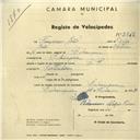 Registo de velocípede de marca R.P., com o nº 2813, em nome de Francisco João, morador em Rebanque.