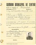 Registo de matricula de velocipedista em nome de Luís António Moutinho Vasconcelos Dias, morador em Sintra, com o nº de inscrição 2066.