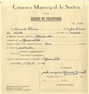Registo de velocípede de marca Raio, com o nº 7021, em nome de Armindo Vieira, morador em Algueirão.