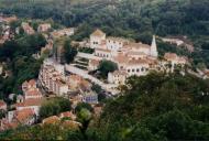 Vista parcial da Vila de Sintra, com o Palácio Nacional de Sintra, Hotel Tivoli e igreja de S. Martinho.