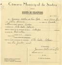 Registo de velocípede de marca Velocípede, com o nº 6481, em nome de Germana Adelina Costa, moradora em Vila Costa, Colares.