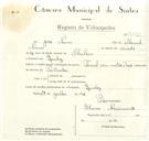 Registo de velocípede de marca Famel com motor Rex, com o nº 9090, em nome de José Nunes, morador em Queluz.