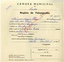 Registo de velocípede de marca Deka, com o nº 3615, em nome de Francisco Amaro Pires, morador em Meleças.