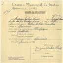 Registo de velocípede de marca Olympique, com o nº 6109, em nome de Joaquim Madeira Nunes, morador em Lameiras.