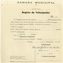 Registo de velocípede de marca Mistral, com o nº 50, em nome de Firmino Gabriel dos Santos, morador em Penedo.