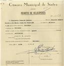 Registo de velocípede com o nº 8097, em nome de Eleutério Joaquim Isidoro, morador em Odrinhas.