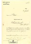 Construção de uma pequena casa abarracada, em Sintra em nome de António Vicente, com o Processo OB nº 43/1923, com a licença de construção nº 46 de 26/02/1923.