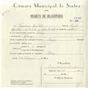 Registo de velocípede de marca Origan, com o nº 5026, em nome de Francisco Martins, morador em Sabugo.