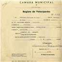 Registo de velocípede com o nº 2109, em nome de Maximino Rodrigues da Rosa, morador em Peroleite.