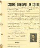 Registo de matricula de cocheiro profissional em nome de António Teixeira Bastos, morador em Vale de Lobos, com o nº de inscrição 822.