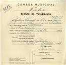 Registo de velocípede de marca Olga, com o nº 3296, em nome de António Clemente da Silva, morador em Fontanelas.