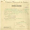 Registo de velocípede de marca E.J.F. com motor Cuciolo, com o nº 6150, em nome de Manuel Sérgio da Costa, morador em Pero Pinheiro.