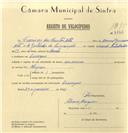 Registo de velocípede com o nº 6842, em nome de Francisco dos Santos Neto, morador em Carenque.