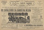 Programa do filme "Os Cavaleiros da Bandeira Negra", com a participação de Audie Murphy, Brian Don Levy, Marguerite Chapman,Scott Brady, Tony Curtis e Richard Arlen. 