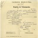 Registo de velocípede com o nº 2390, em nome de António da Silva Tafulo Júnior, morador em Montelavar.