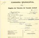 Registo de um veiculo de duas rodas tirado por dois animais de espécie asinina destinado a transporte de mercadorias em nome de Francisco Duarte Franco, morador em Gouveia.