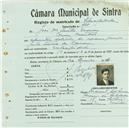 Registo de matricula de velocipedista em nome de José dos Santos Morais, morador em Mem Martins, com o nº de inscrição 788.