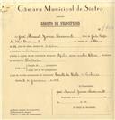 Registo de velocípede de marca Aprilia com motor Vitória, com o nº 7405, em nome de José Manuel Gomes Nascimento, morador em Colares.