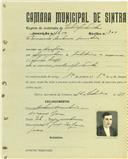 Registo de matricula de velocipedista em nome de Fernando António Martins, morador na Assafora, com o nº de inscrição 1800.
