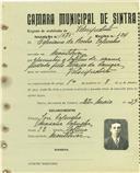 Registo de matricula de velocipedista em nome de Cipriano da Rocha Capucho, morador em Montelavar, com o nº de inscrição 1675.